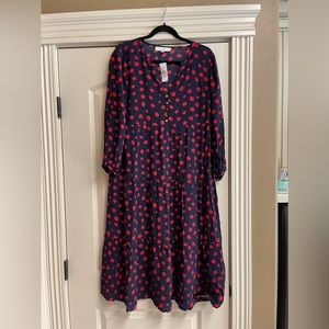 Flowy Loft Midi 3/4 sleeve Polka Dot Dress